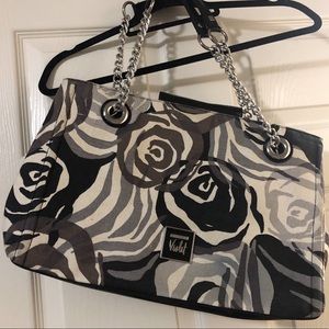 Shoulder strap purse, leather/fabric,very clean